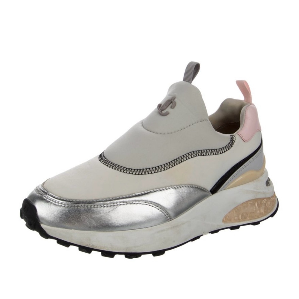 Women's Silver and Pink Slip-On Sneakers